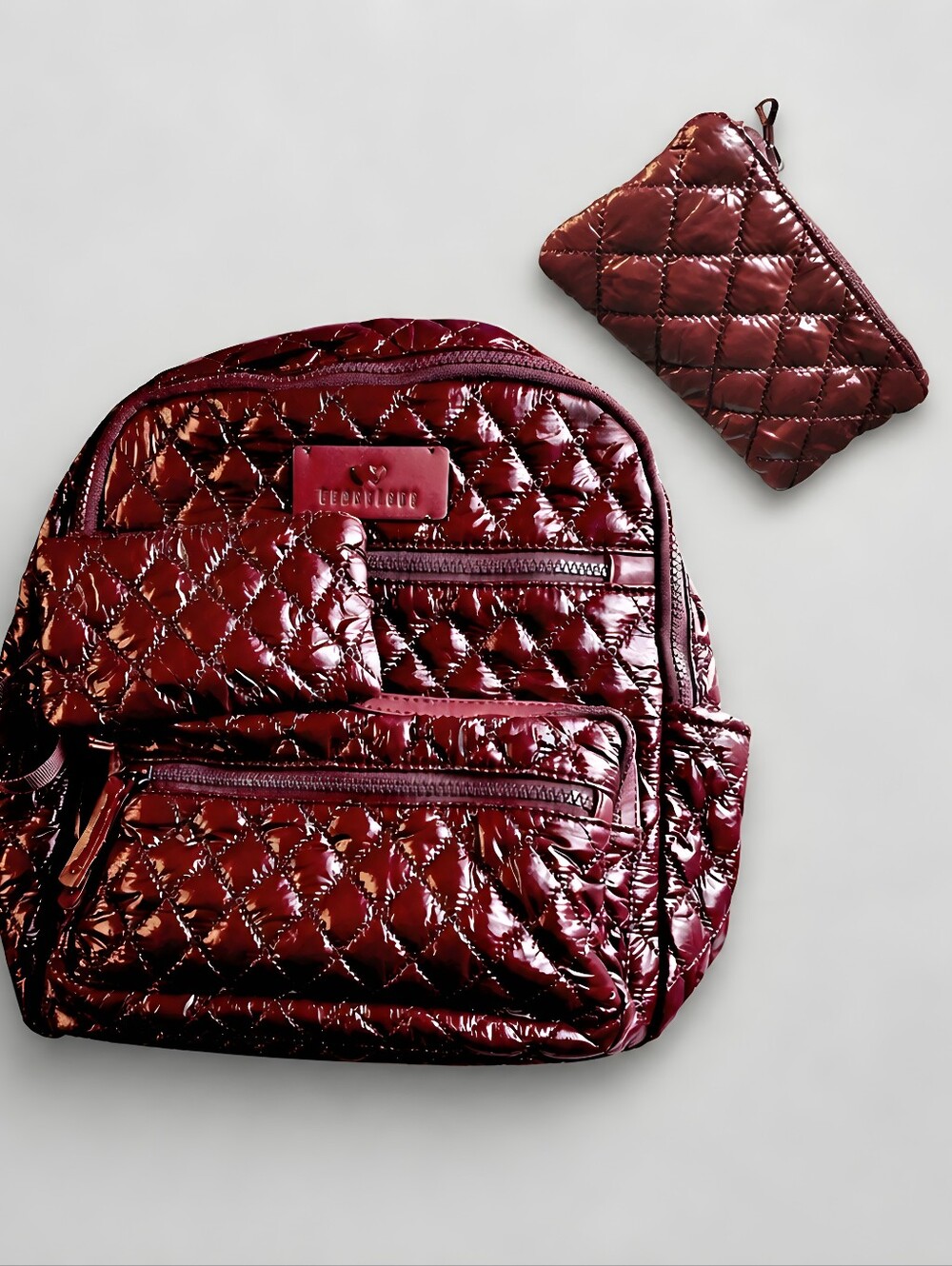 Luxurious Heartlove By Charo Quilted Backpack and Pouch Set